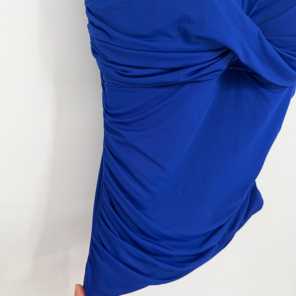 La Blanca Royal Blue Twist Front Ruched Tankini Top Underwire 34D Resortwear - Picture 3 of 10